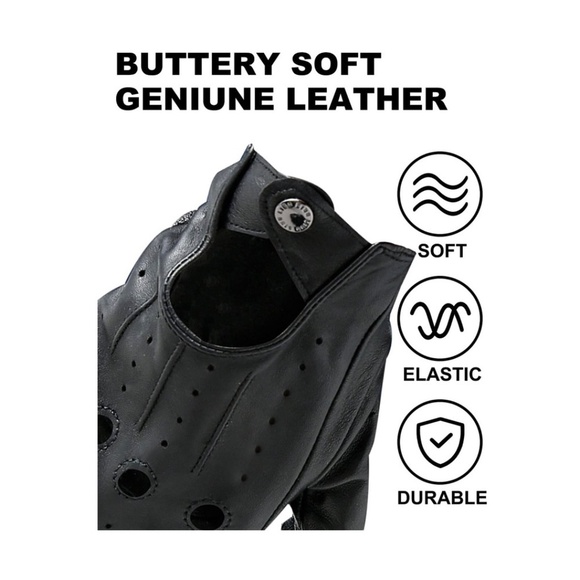 LIBO Unlined Full Finger Genuine Leather Driving Gloves Size 7.5 Unisex NWOT - Picture 7 of 14